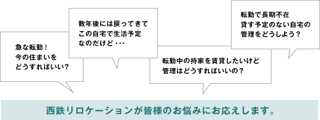 西鉄リロケーションが皆様のお悩みにお応えします。